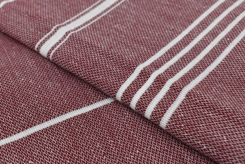 Burgundy Monaco Turkish Towel – Lightweight Quick Dry Beach & Bath Towel, Luxury Turkish Cotton Spa Towel, Travel & Pool Towel-1