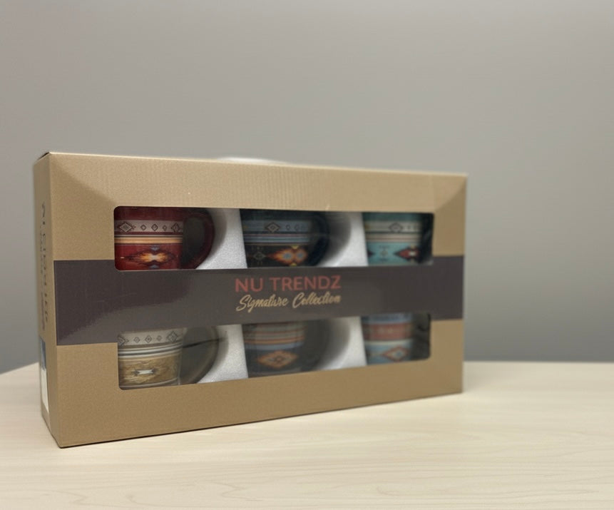 Southwestern-style ceramic 6 coffee mug set