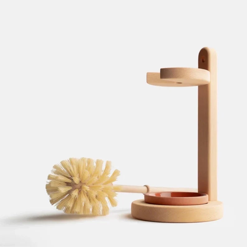 Plastic Free Natural Sisal Bristles Toilet Brush & Stand - Eco Friendly Zero Waste Reusable Toilet Brush - Sustainable Sisal Cleaning Brush