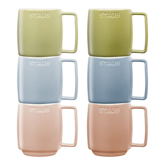STAUB Ceramique Macaron Coffee Mug Set  350 ml / 6 Piece Mixed Colours-0