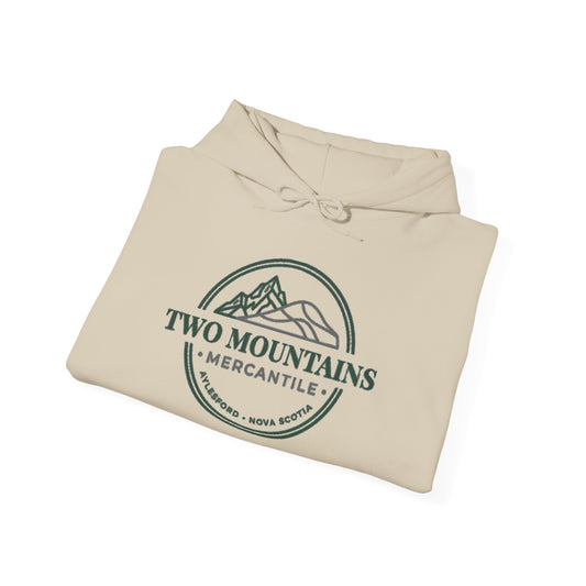 Two Mountains Mercantile logo Hoodie