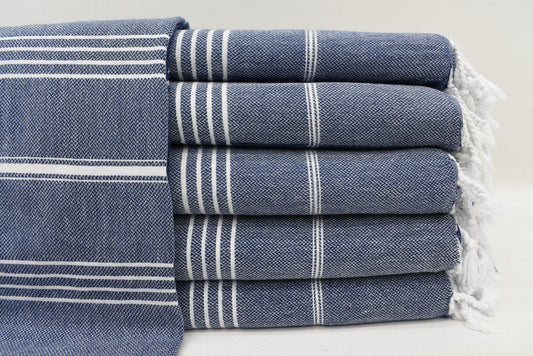 Navy Monaco Turkish Towel – Lightweight Quick Dry Beach & Bath Towel, Luxury Turkish Cotton Spa Towel, Travel & Pool Towel-0