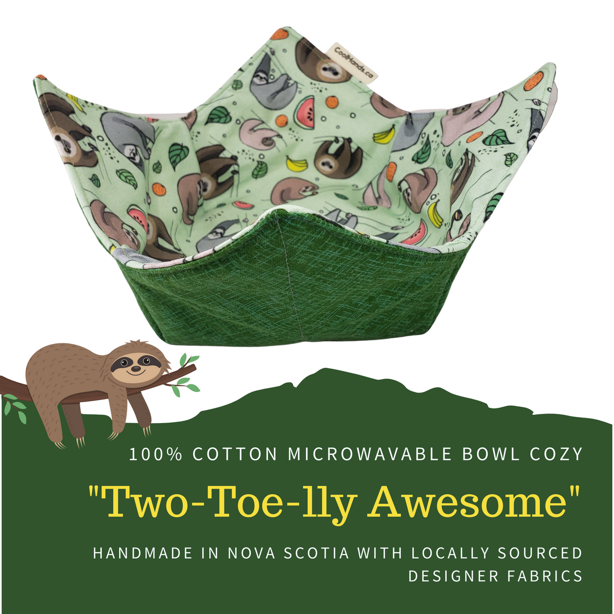 100% Cotton Microwavable Bowl Cozy - Two Toe-lly Awesome-0