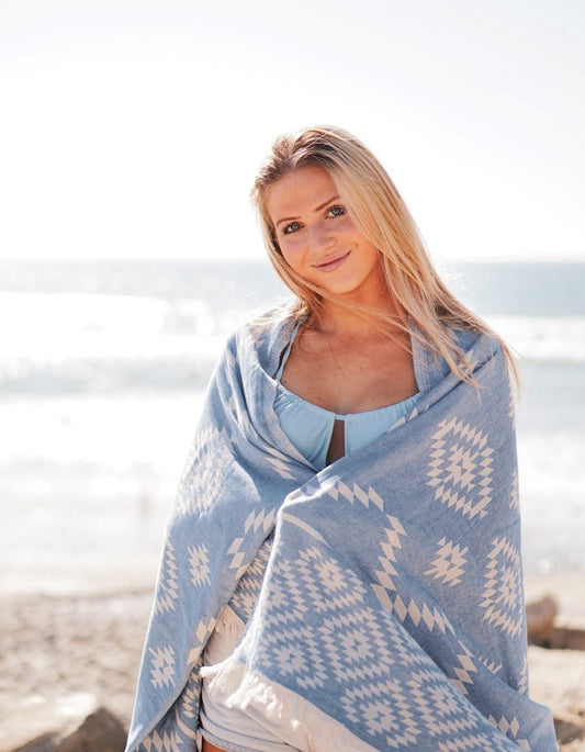 Aztec Blue Turkish Towel-0