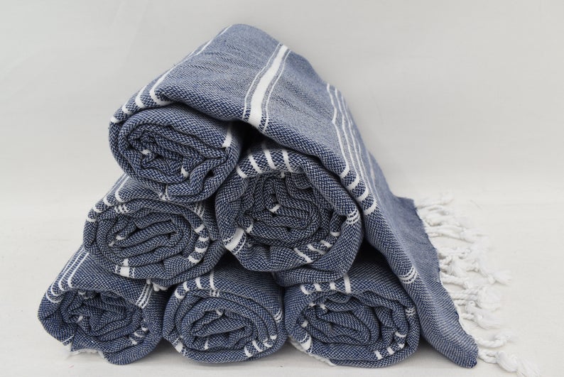 Navy Monaco Turkish Towel – Lightweight Quick Dry Beach & Bath Towel, Luxury Turkish Cotton Spa Towel, Travel & Pool Towel-2