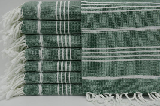 Dark Green Monaco Turkish Towel – Lightweight Quick Dry Beach & Bath Towel, Luxury Turkish Cotton Spa Towel, Travel & Pool Towel-0