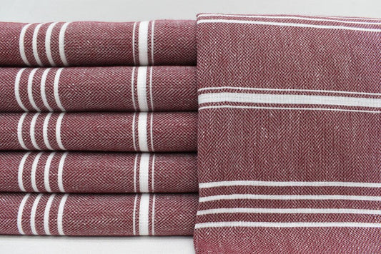 Burgundy Monaco Turkish Towel – Lightweight Quick Dry Beach & Bath Towel, Luxury Turkish Cotton Spa Towel, Travel & Pool Towel-0