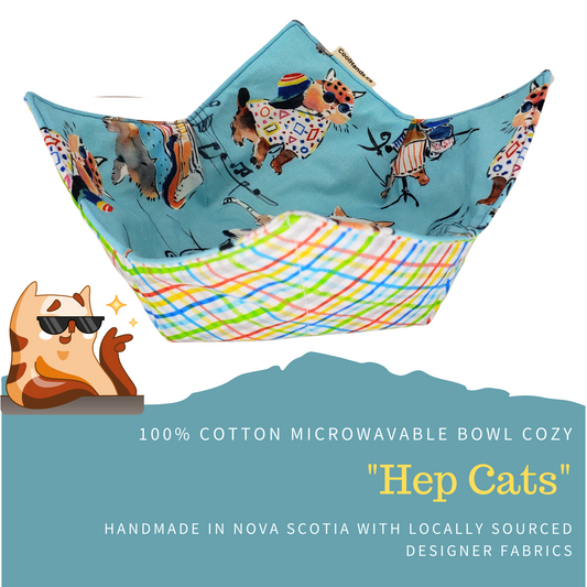 100% Cotton Microwavable Bowl Cozy - Hep Cats-0