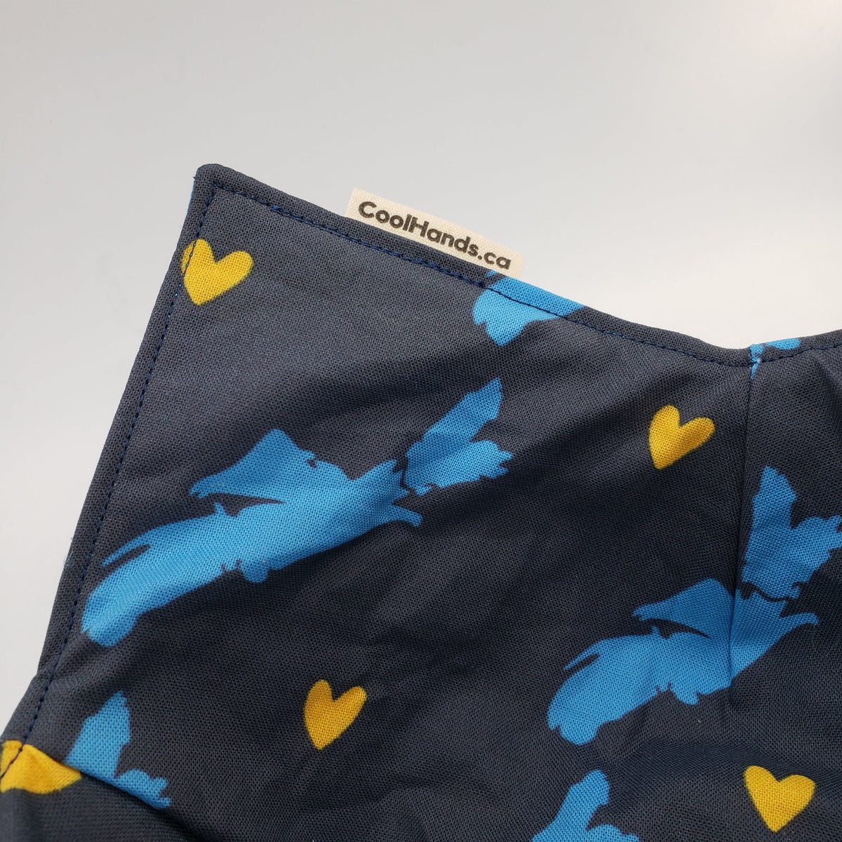 100% Cotton Microwavable Bowl Cozy - Blue Nose, Yellow Heart-3