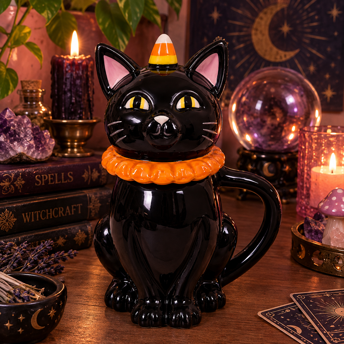 Black Cat Mug with Costume Lid