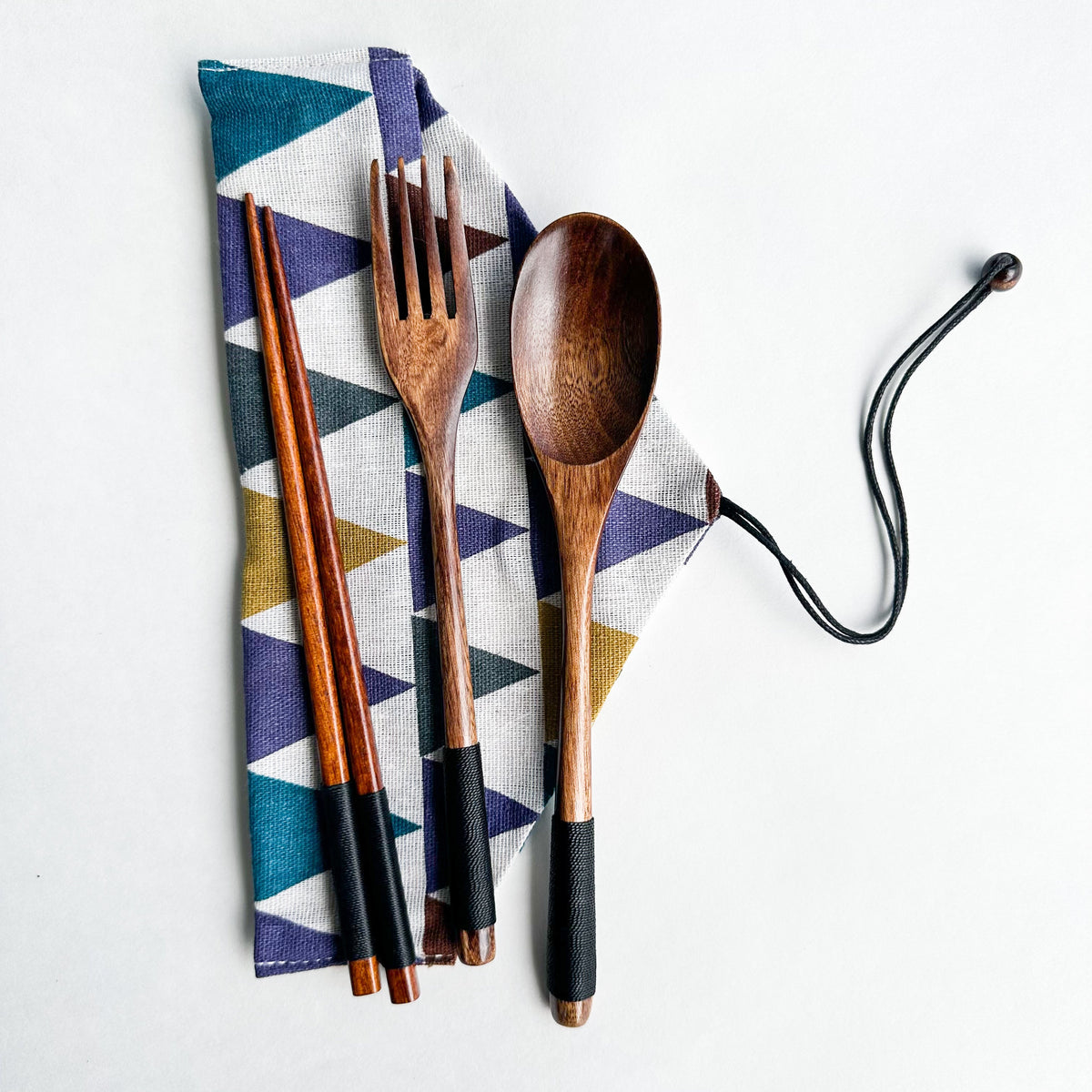 Reusable Handmade Natural Wood Cutlery Set - Plastic Free Biodegradable Japanese Style Utensil Set - Zero Waste Spoon |  Fork | Chopstick