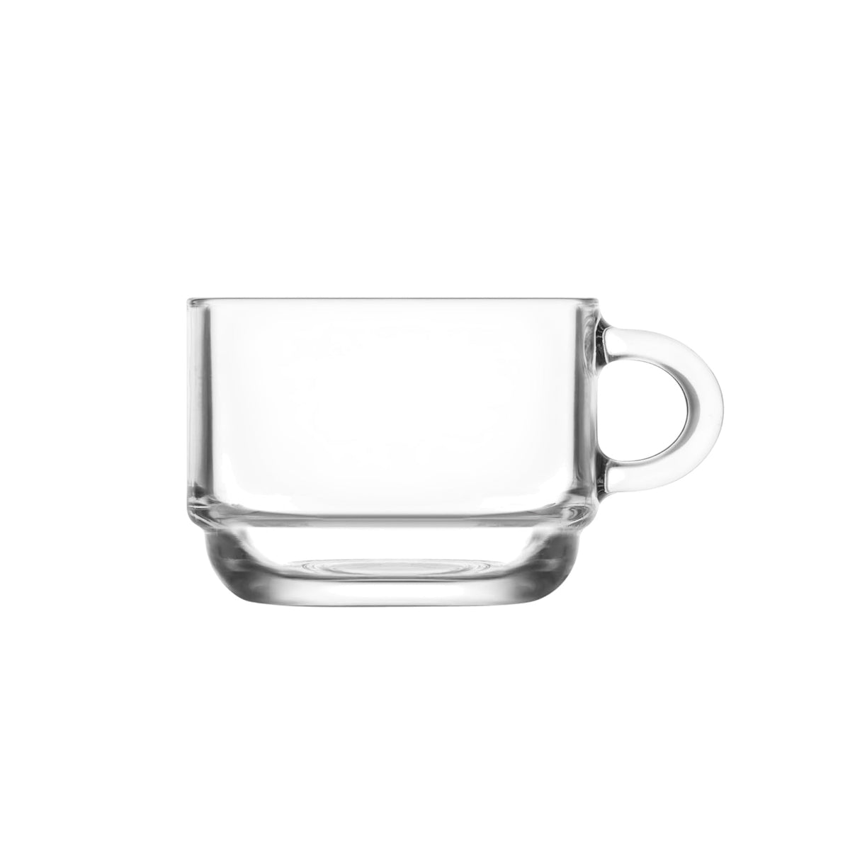 Stackable Glass Coffee Cup & Saucer 9 oz - LAV COZY - Set of 6