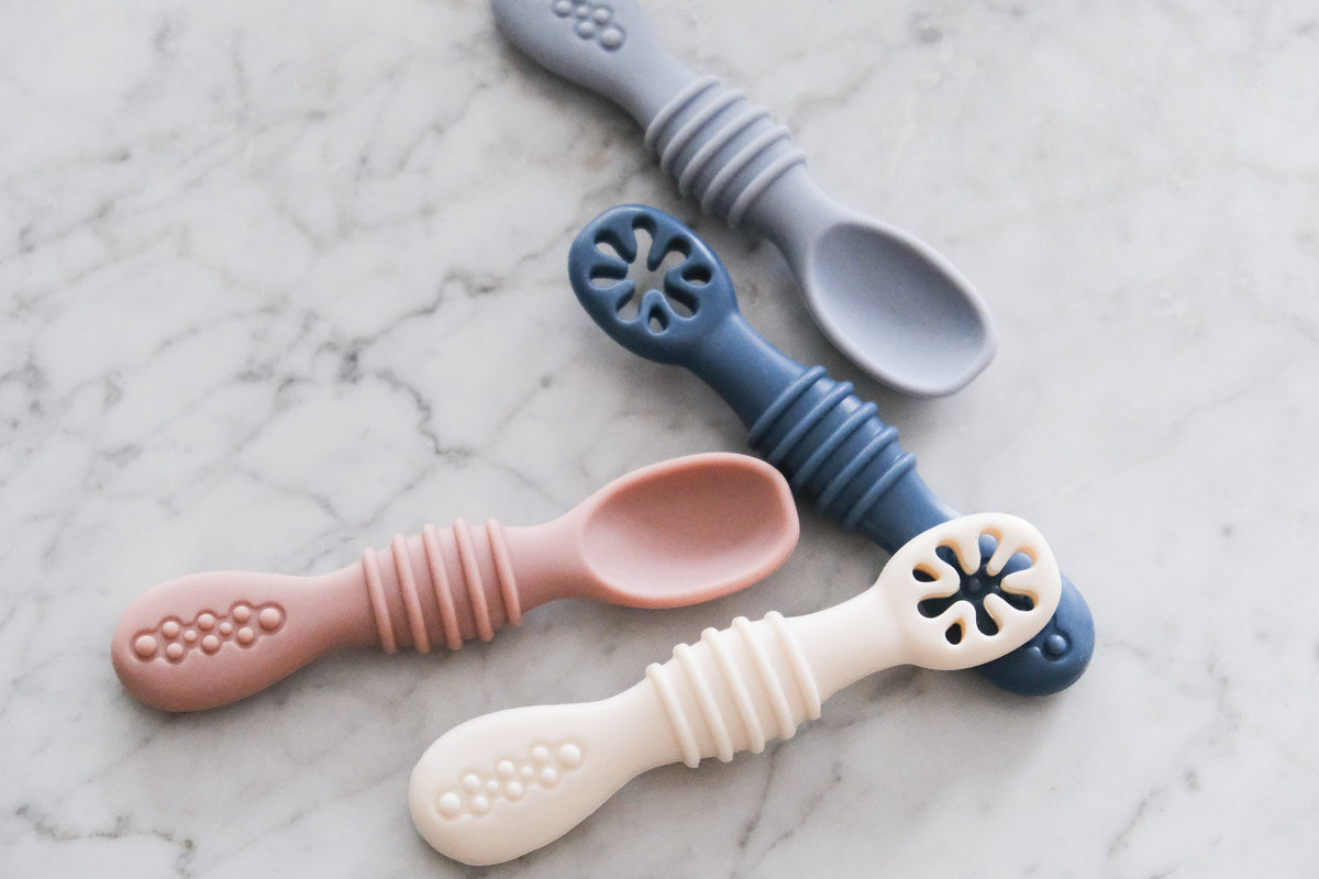 BLW Silicone Spoons - Set of 6 - Dusty Rose & Cream