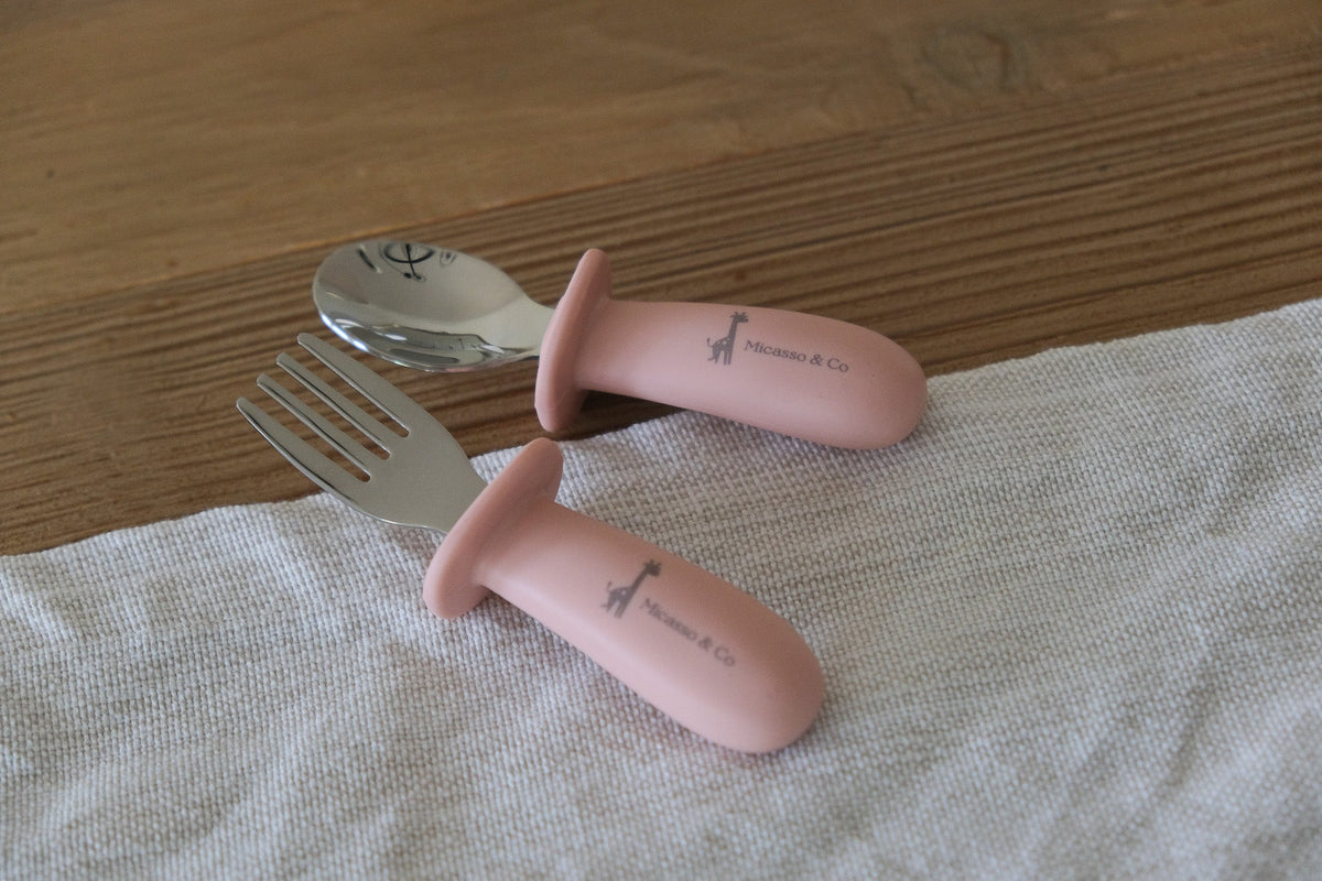 Children's Stainless Steel & Silicone Spoon and Fork Set