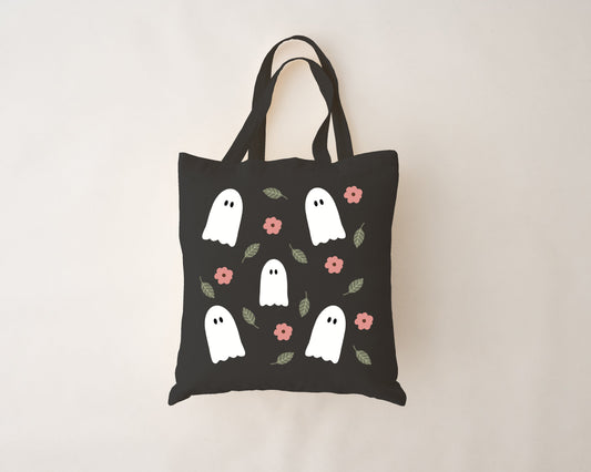 Black Ghost Reusable Tote Bag | Organic Canvas