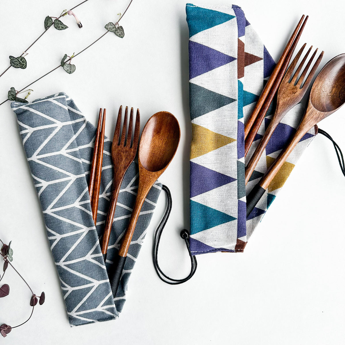 Reusable Handmade Natural Wood Cutlery Set - Plastic Free Biodegradable Japanese Style Utensil Set - Zero Waste Spoon |  Fork | Chopstick