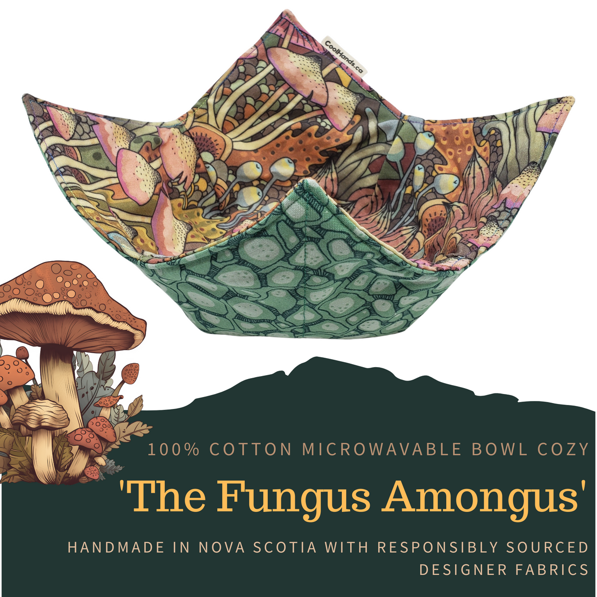 100% Cotton Microwavable Bowl Cozy - The Fungus Amongus-0