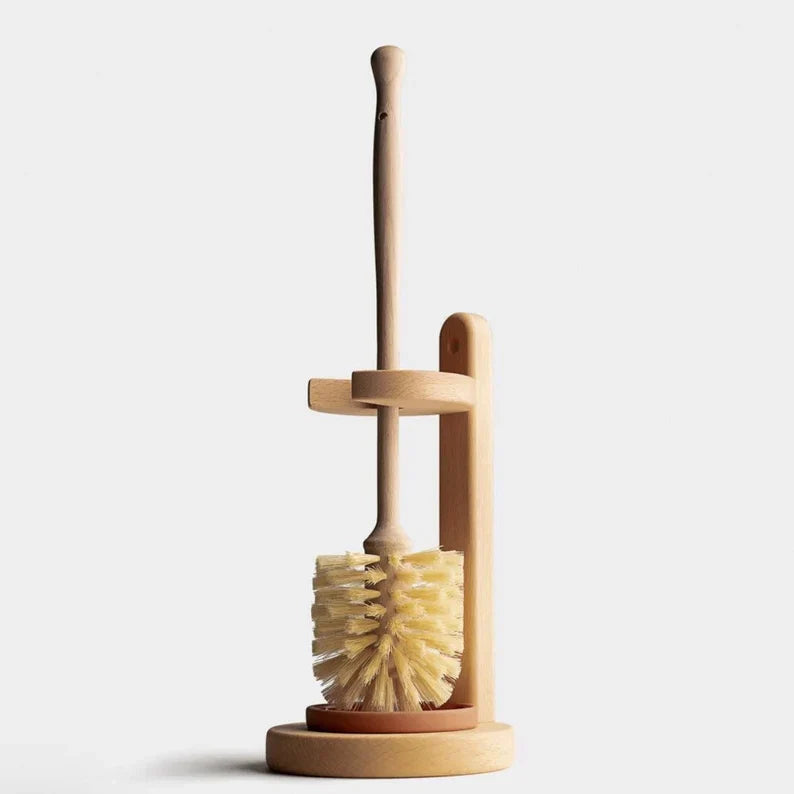 Plastic Free Natural Sisal Bristles Toilet Brush & Stand - Eco Friendly Zero Waste Reusable Toilet Brush - Sustainable Sisal Cleaning Brush