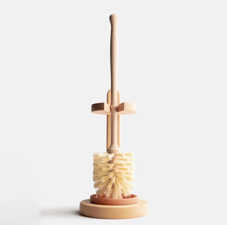 Plastic Free Natural Sisal Bristles Toilet Brush & Stand - Eco Friendly Zero Waste Reusable Toilet Brush - Sustainable Sisal Cleaning Brush