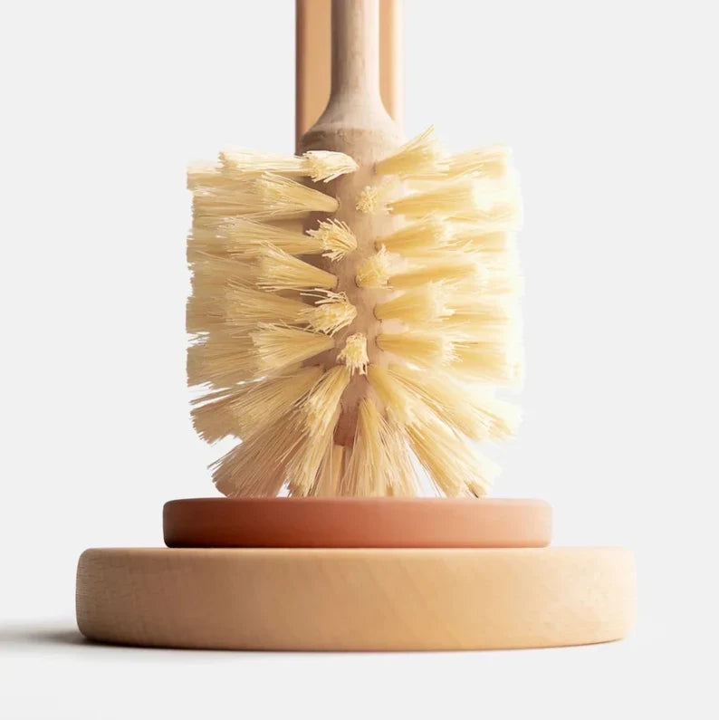 Plastic Free Natural Sisal Bristles Toilet Brush & Stand - Eco Friendly Zero Waste Reusable Toilet Brush - Sustainable Sisal Cleaning Brush