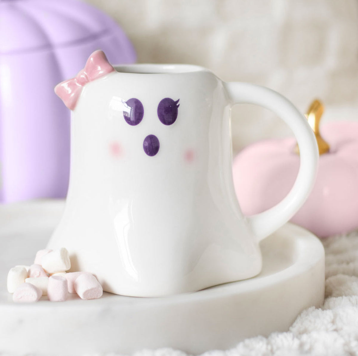 Mrs Boo Ghost Shaped Halloween Mug with Bow