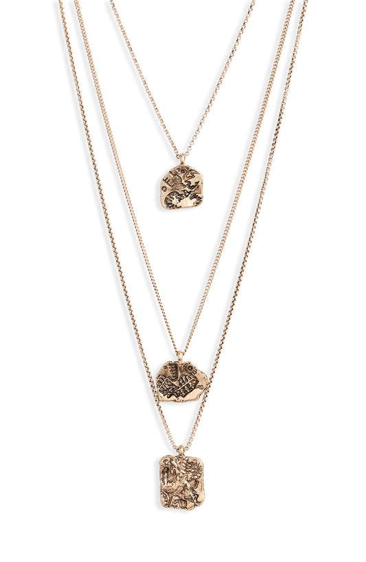 Aurelia Coin Charm Necklace | Triple Layer Gold