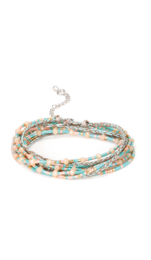 The Cove Wrap Bracelet | Coastal Ceramic & Glass Beads