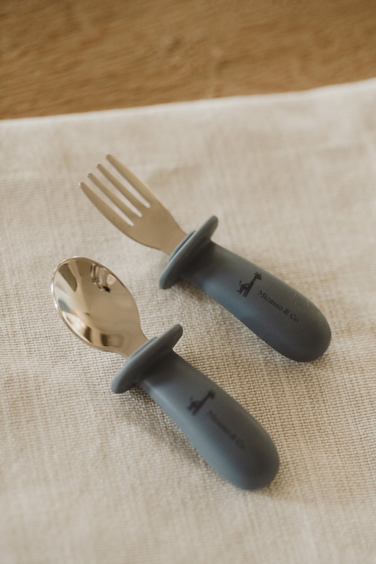 Children's Stainless Steel & Silicone Spoon and Fork Set