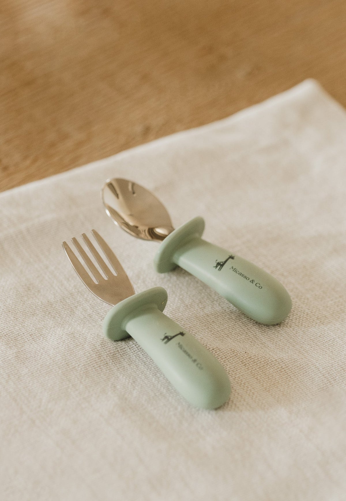 Children's Stainless Steel & Silicone Spoon and Fork Set