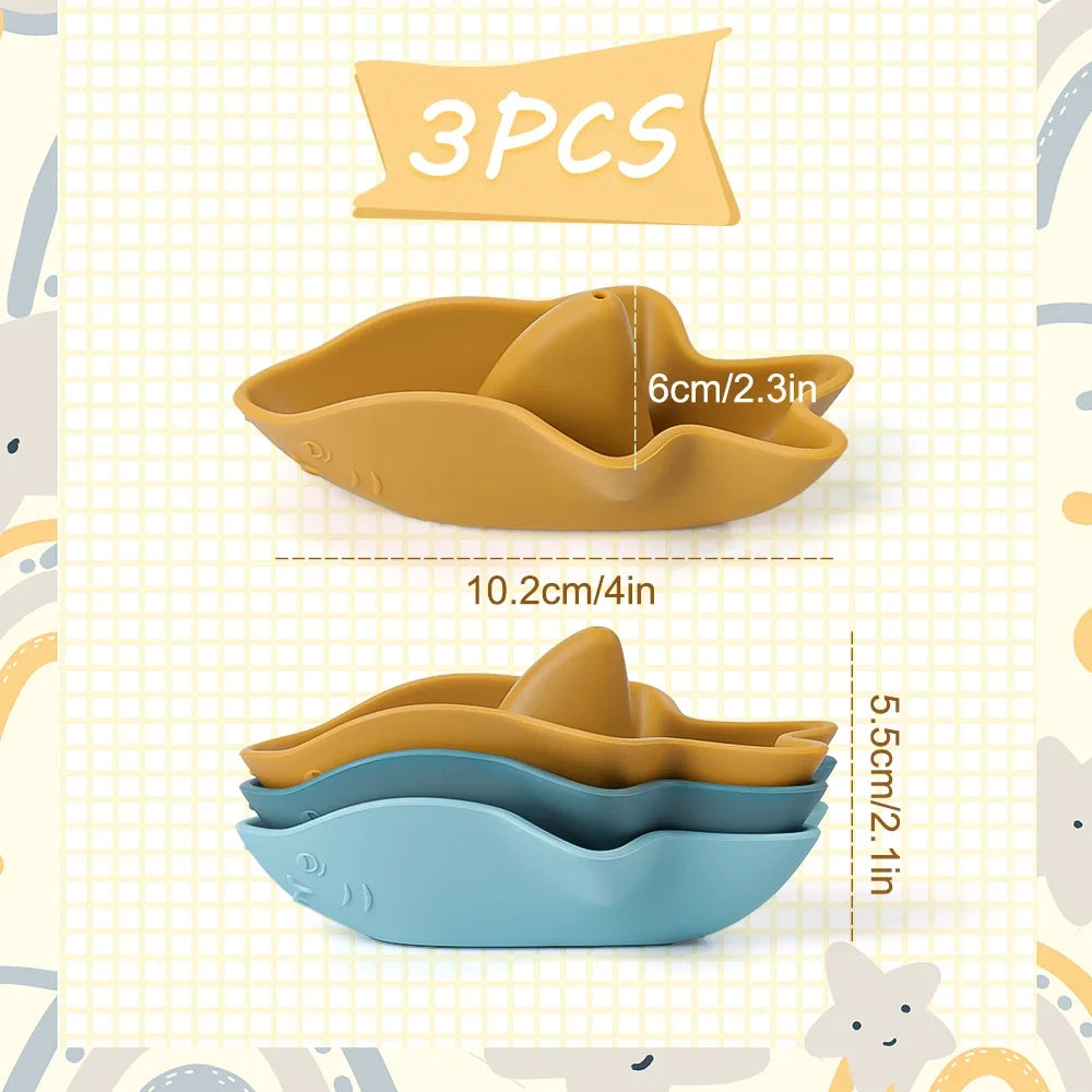Bath Toy Set of 3 Silicone Sharks-4
