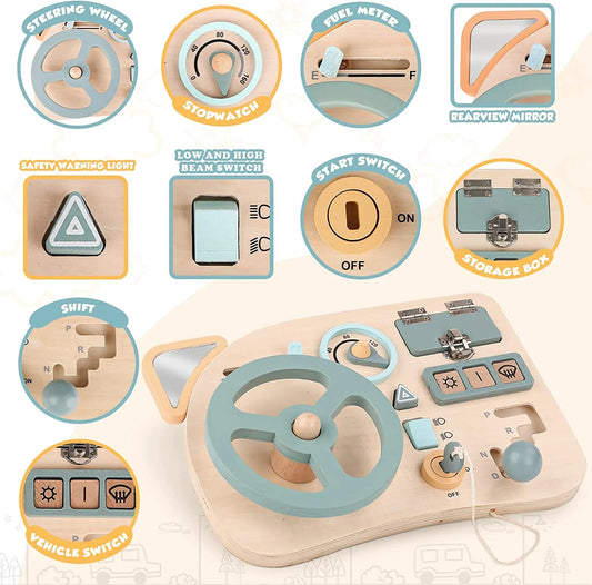 Montessori Wooden Sensory Tablet Car Dashboard-0