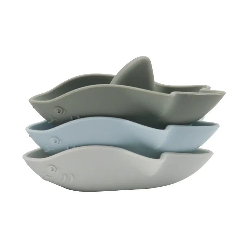 Bath Toy Set of 3 Silicone Sharks-5