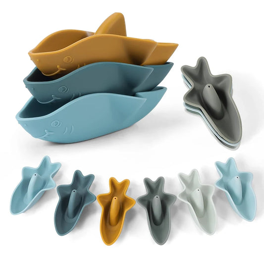 Bath Toy Set of 3 Silicone Sharks-0