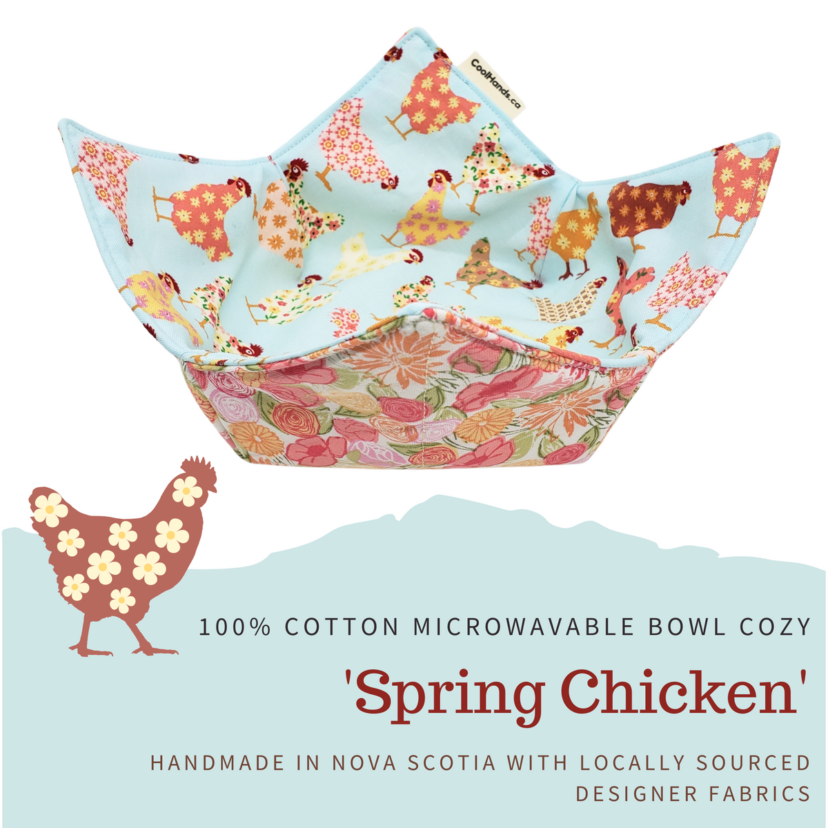 100% Cotton Microwavable Bowl Cozy - Spring Chicken-0