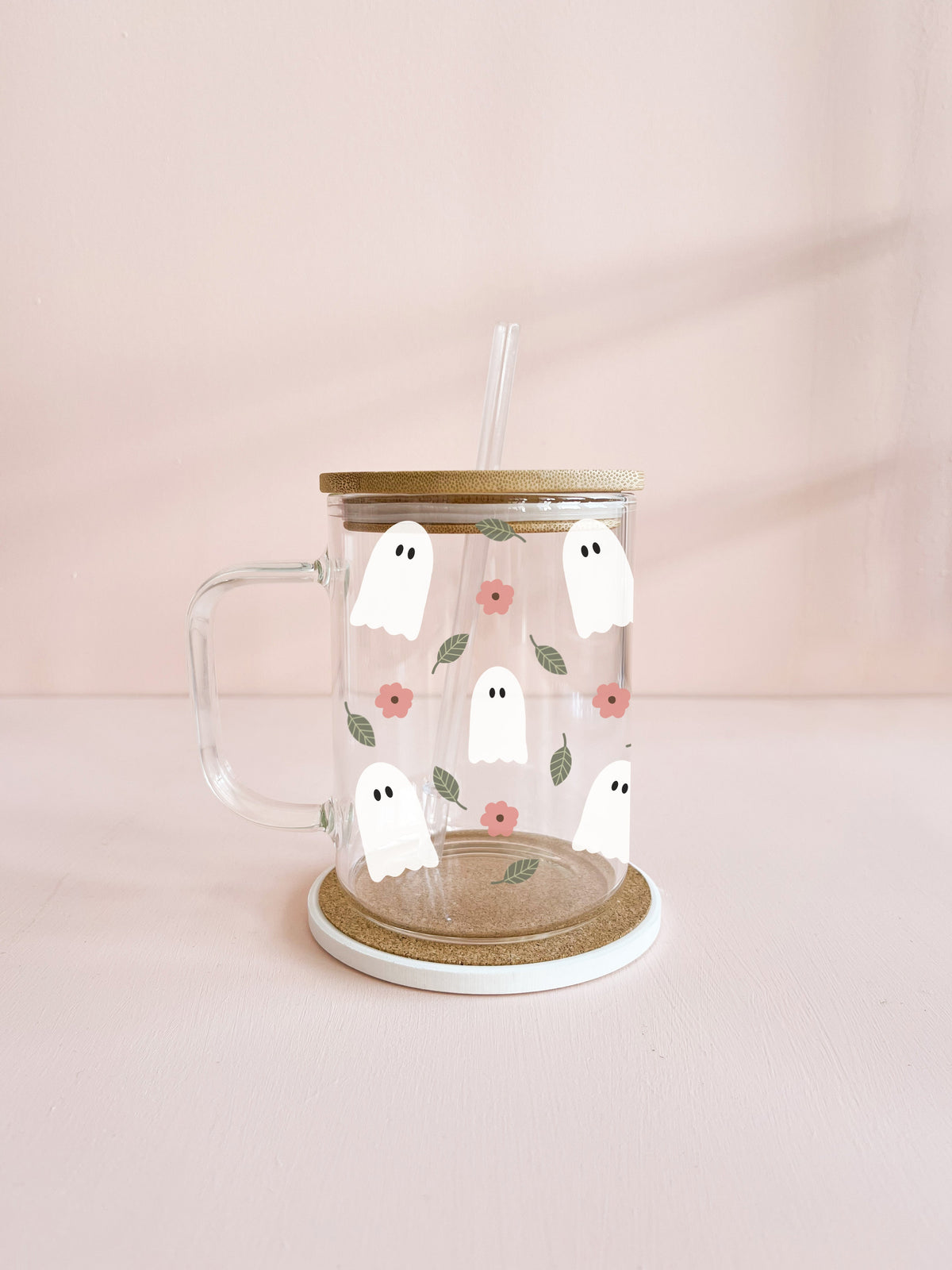 Boho Ghost Tumbler with Bamboo Lid & Straw