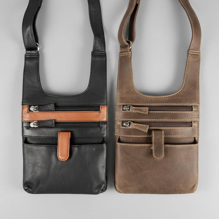 Slim RFID-Blocking Leather Crossbody Bag – Anti-Theft Travel Organizer Purse