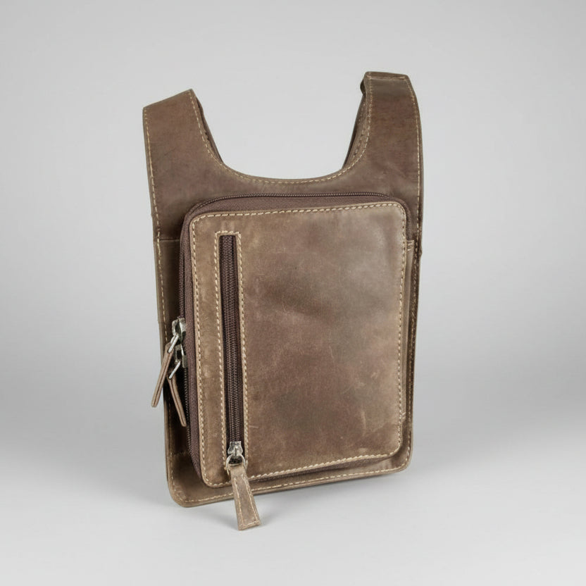 Slim RFID-Blocking Leather Crossbody Bag – Anti-Theft Travel Organizer Purse