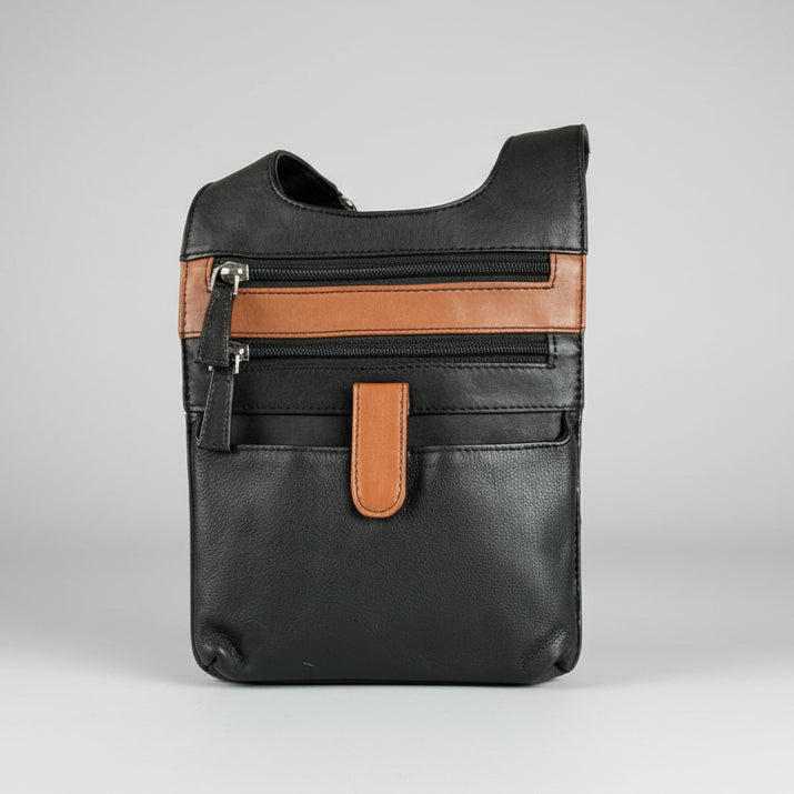 Slim RFID-Blocking Leather Crossbody Bag – Anti-Theft Travel Organizer Purse