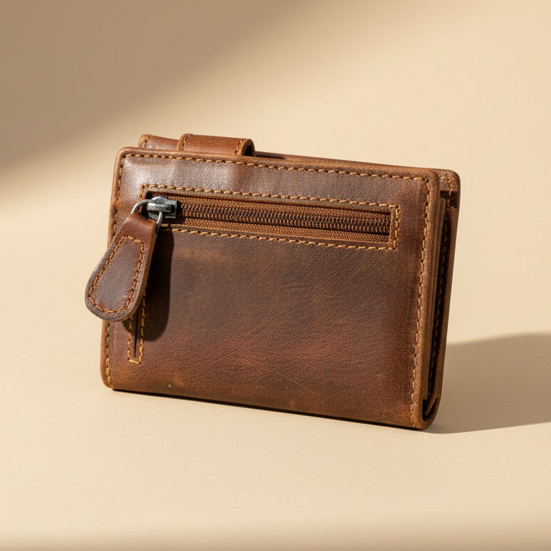 Men's RFID-Blocking Leather Trifold Wallet – Pop-Up Card Ejector & Coin Pocket