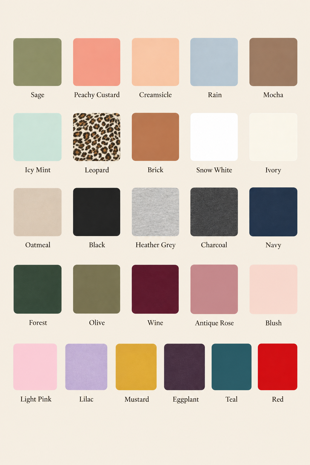 Colour Swatch Chart - Cream Background