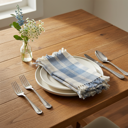 Heirloom Blue Plaid Napkins Lifestyle
