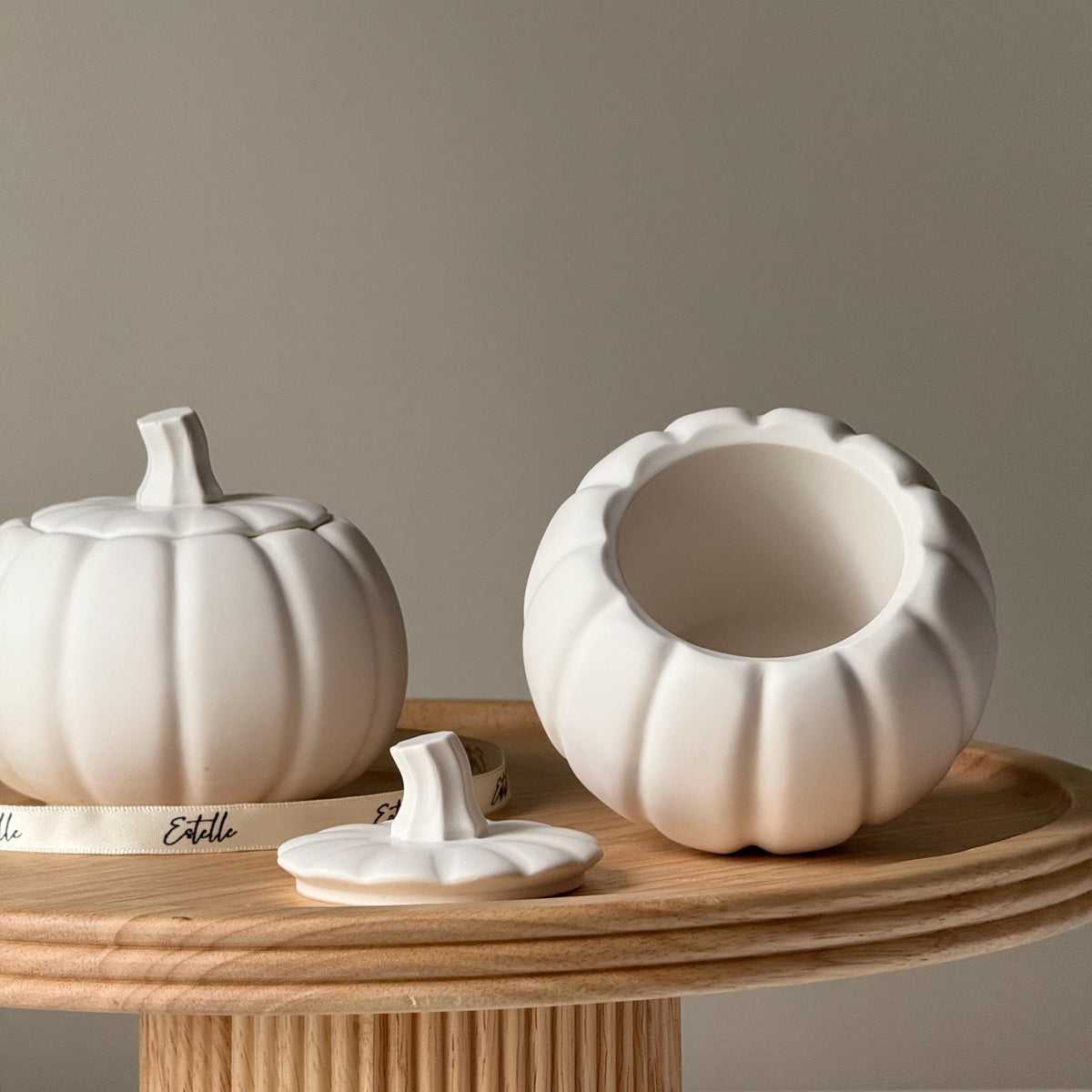 Handmade Jesmonite Pumpkin Jar: Autumn Fall Home Decor