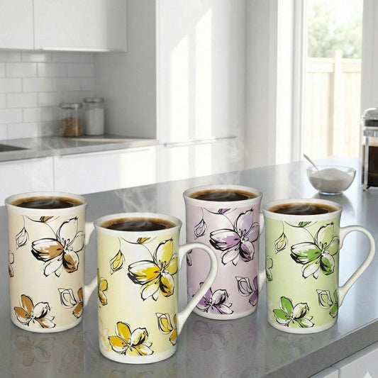 Watercolour Flower Blossom Ceramic Mug Collection — Set of 4