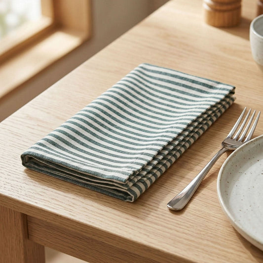 Sage Stripe Woven Napkins -- Set of 8