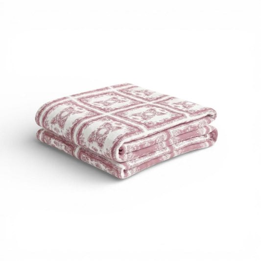 Lemon Tree Stone Washed Cotton Reversible Throw Blanket - Red