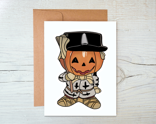 Pumpkin Head Card - Blank Inside with Kraft Envelope