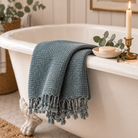 Teal Waffle Turkish Towel
