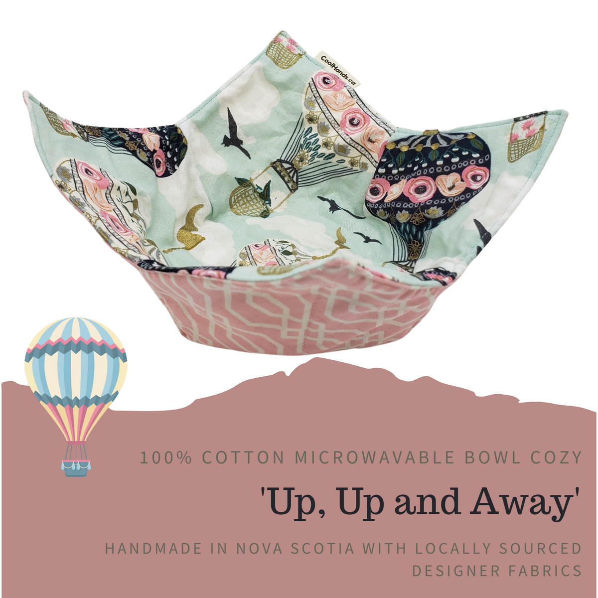 100% Cotton Microwavable Bowl Cozy - Up, Up and Away-0